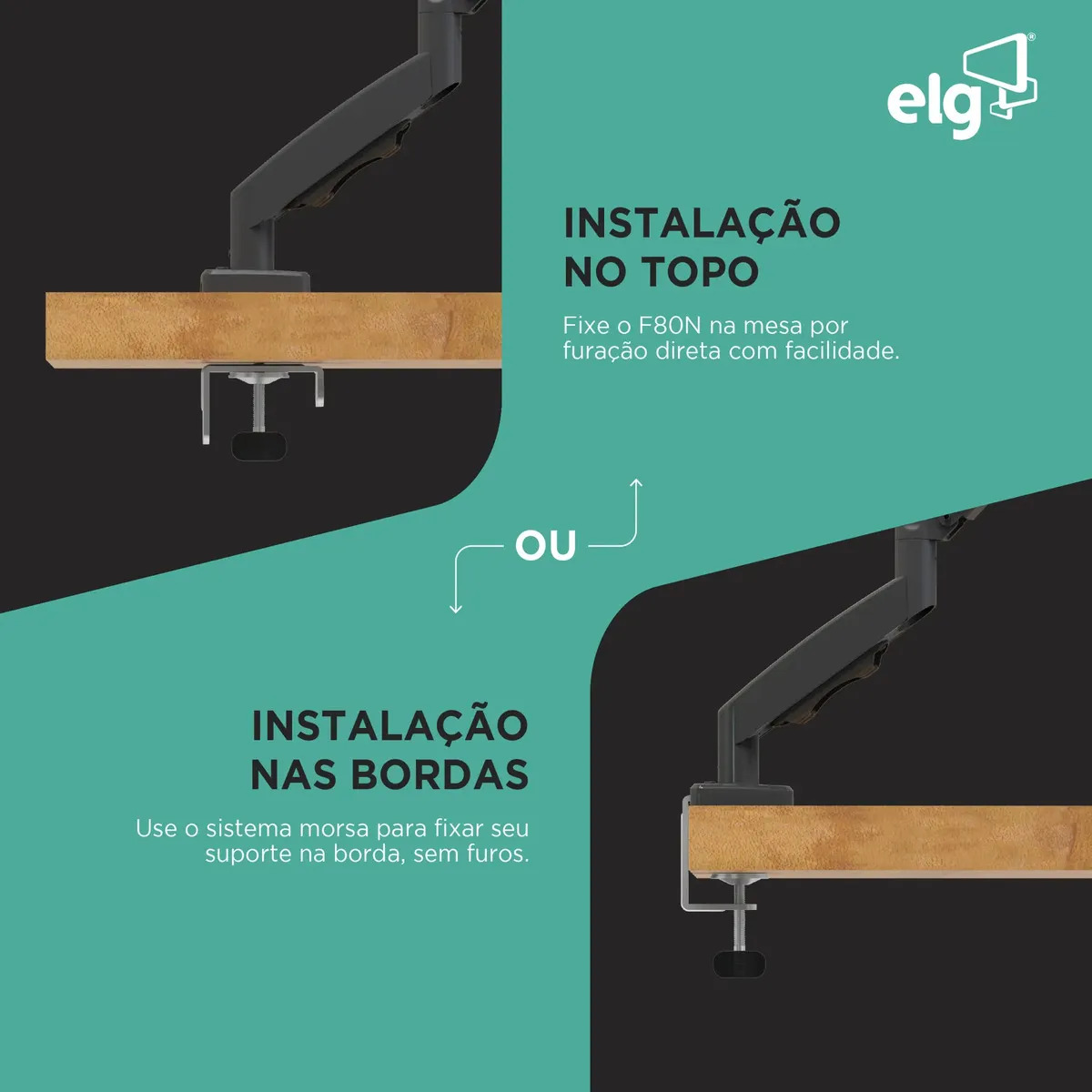 Suporte Ergonômico de Mesa para Monitor 17" a 35", Pistão a Gás, Suporte até 9 kg, VESA 75-100 Elg 5