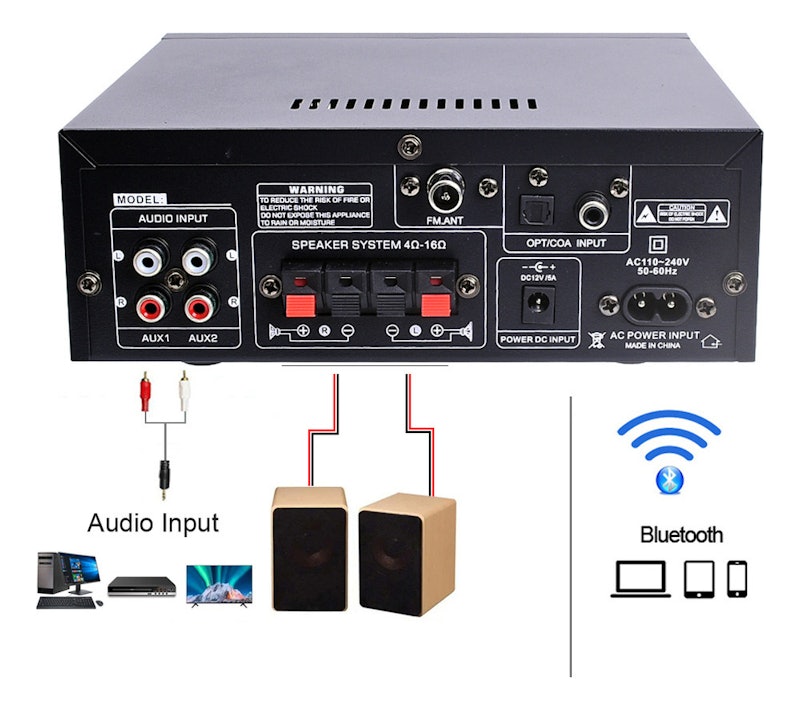 Amplificador de Áudio Vedo AK-55 Bluetooth 5.0 5