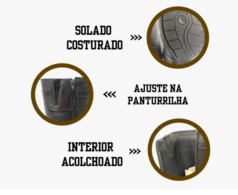 Bota Feminina Montaria Preto Cano Longo 5