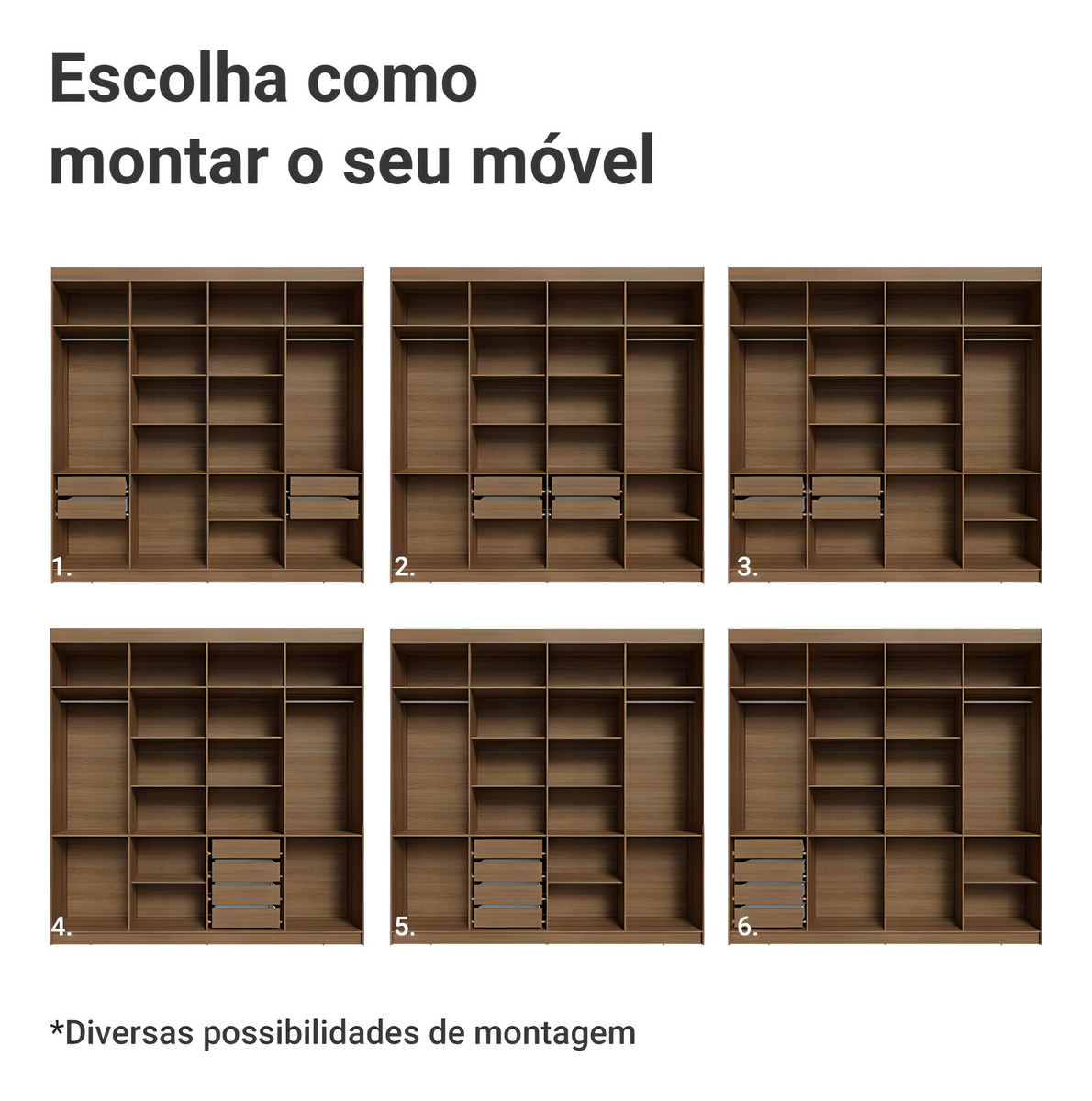 Guarda-Roupa Casal 8 Portas Batentes com Espelho 3
