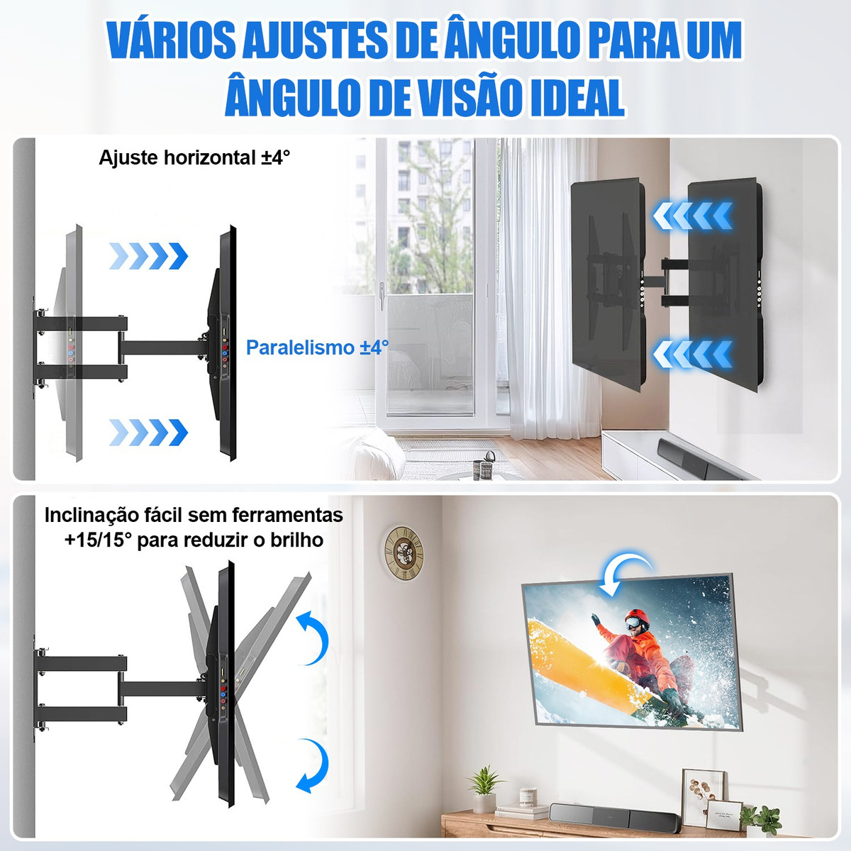 Suporte TV Articulado de Parede com Soquete e Braço Longo 85 cm 4