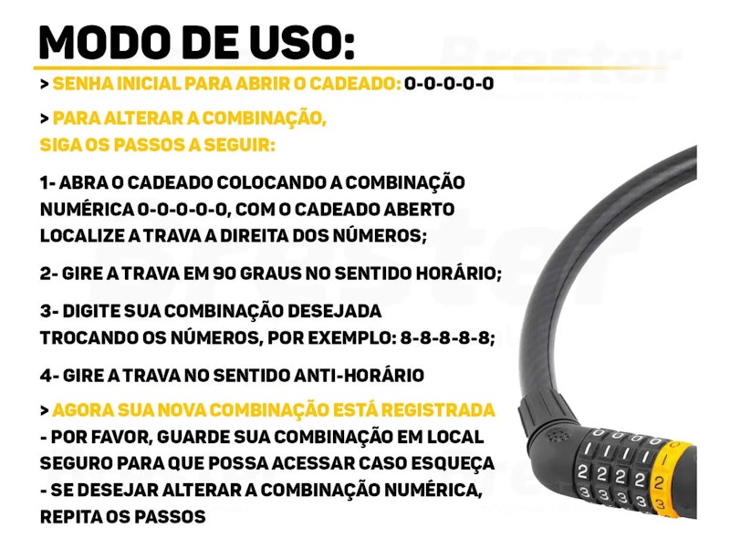 Cadeado para Bicicleta 60 cm com Segredo VONDER 5