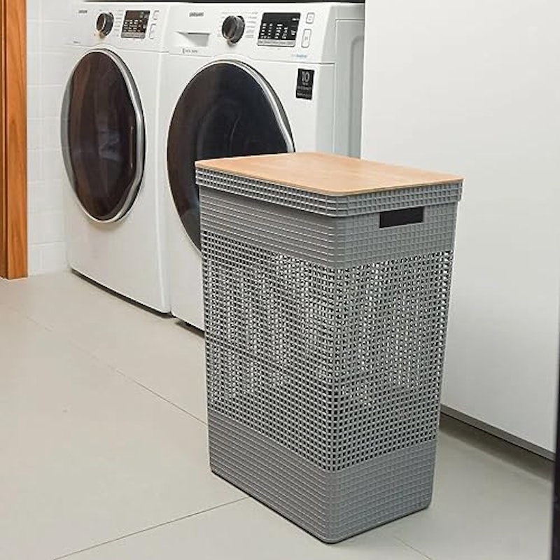 Cesto de Roupas Grid com Tampa De Bambu 5