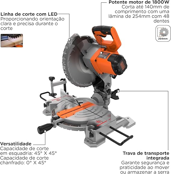 Serra de Esquadria 10" 254 mm 1800 W 2