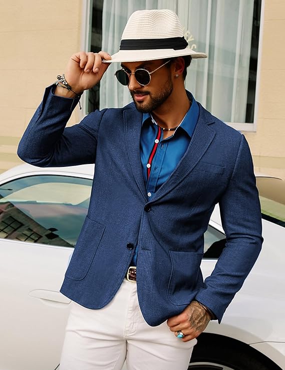 Blazer Masculino Casual, Jaqueta Esportiva Leve com 2 Botões 3