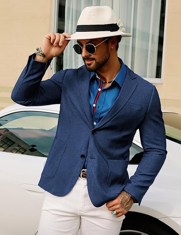 Blazer Masculino Casual, Jaqueta Esportiva Leve com 2 Botões 3