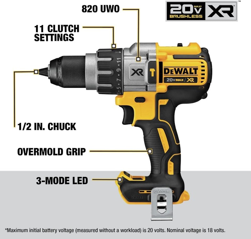 Parafusadeira e Furadeira de Impacto 1/2" 20 V MAX Li-Ion Brushless DeWalt 3