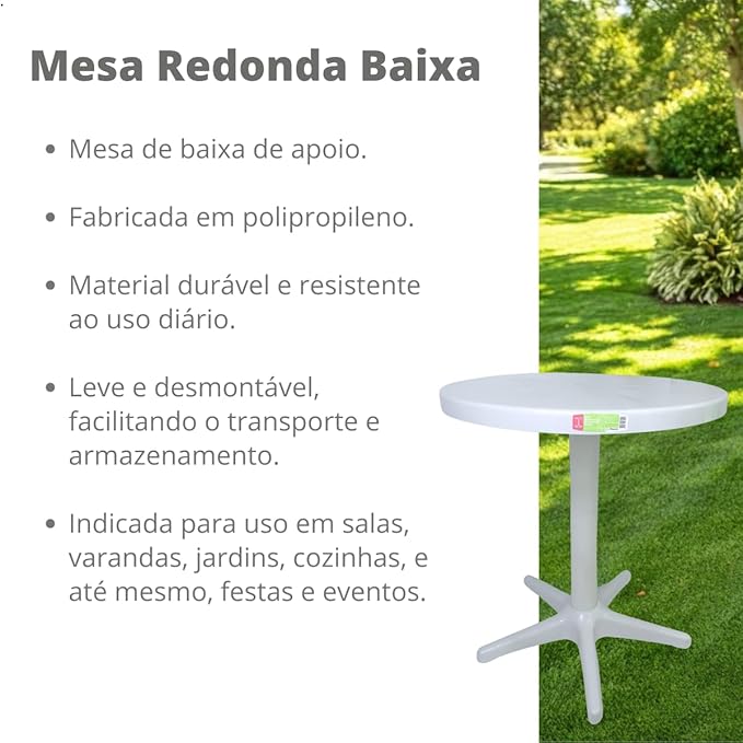 Mesa Redonda Bistrô de Plástico para Área Gourmet Piscina Sol Praia Bar Lanchonete 3