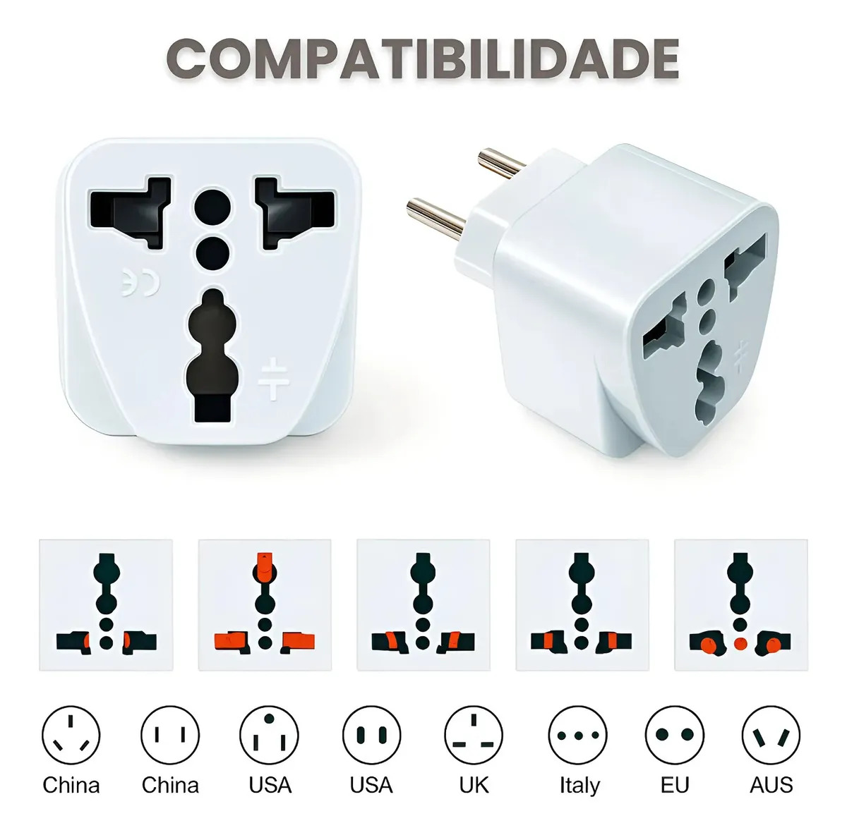 Adaptador Tomada Universal Padrão Europe 3
