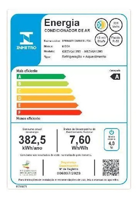 Ar-Condicionado Split 12.000 BTUs Inverter AI Ecomaster Q/F Midea 5