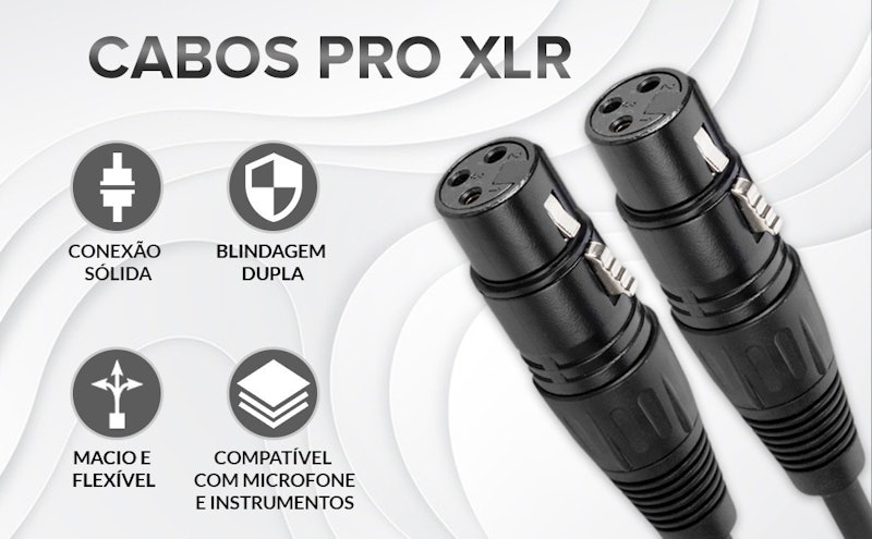 Cabo XLR Macho - XLR Fêmea Microfone Balanceado 3