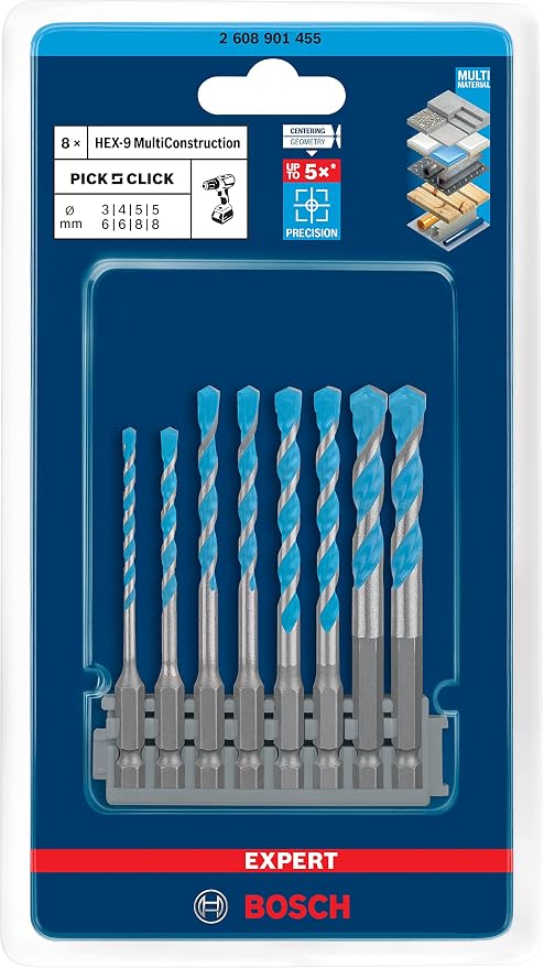 Jogo de Brocas Bosch Expert HEX-9 MultiConstruction 1