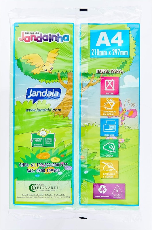 Papel Sulfite Jandainha A4, 4 Cores Pastel, 75 g, 100 Folhas 3