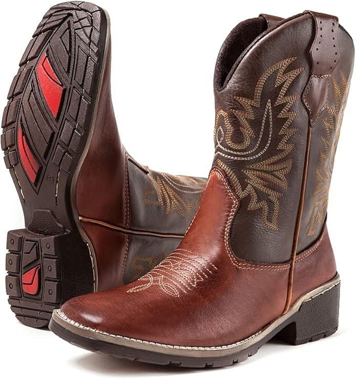 Bota Texana Country Masculina Cano Longo Marrom Casco Tatu 3