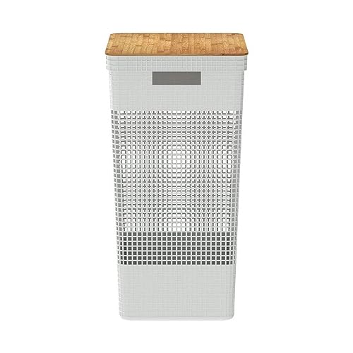 Cesto de Roupas Grid com Tampa De Bambu 4