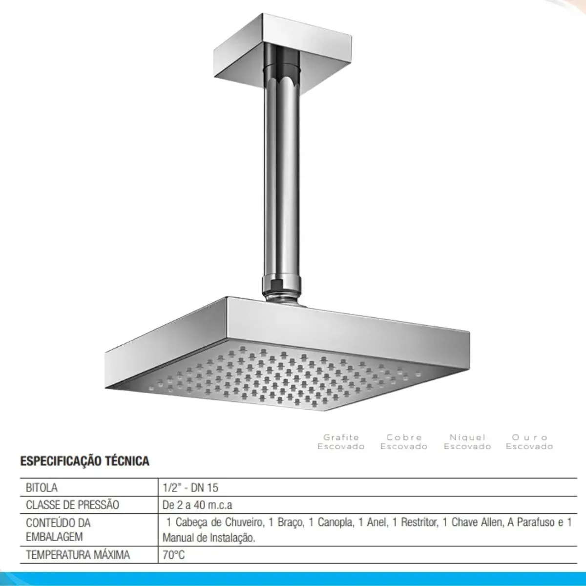 Chuveiro Q150 de Teto DocolHeaven Cromado 4