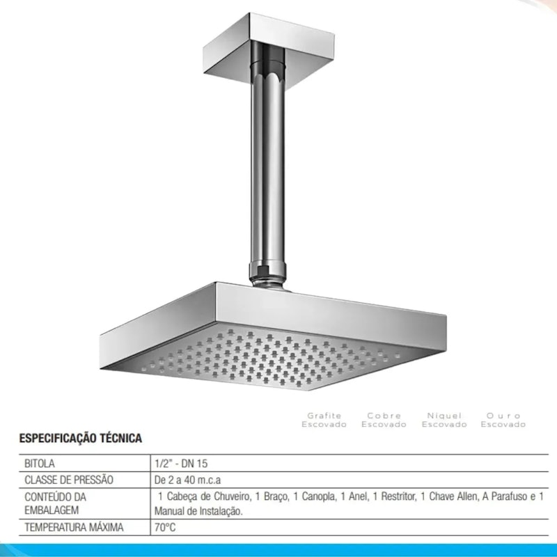 Chuveiro Q150 de Teto DocolHeaven Cromado 4