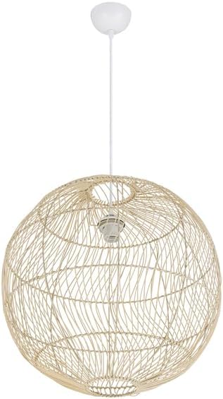 Luminária de Teto Circular de Palha Rattan Boho 50 cm 1