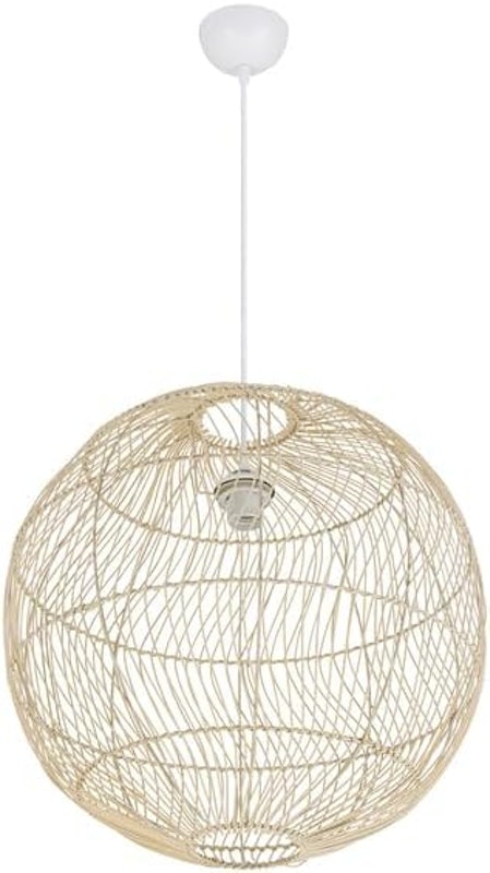 Luminária de Teto Circular de Palha Rattan Boho 50 cm 1