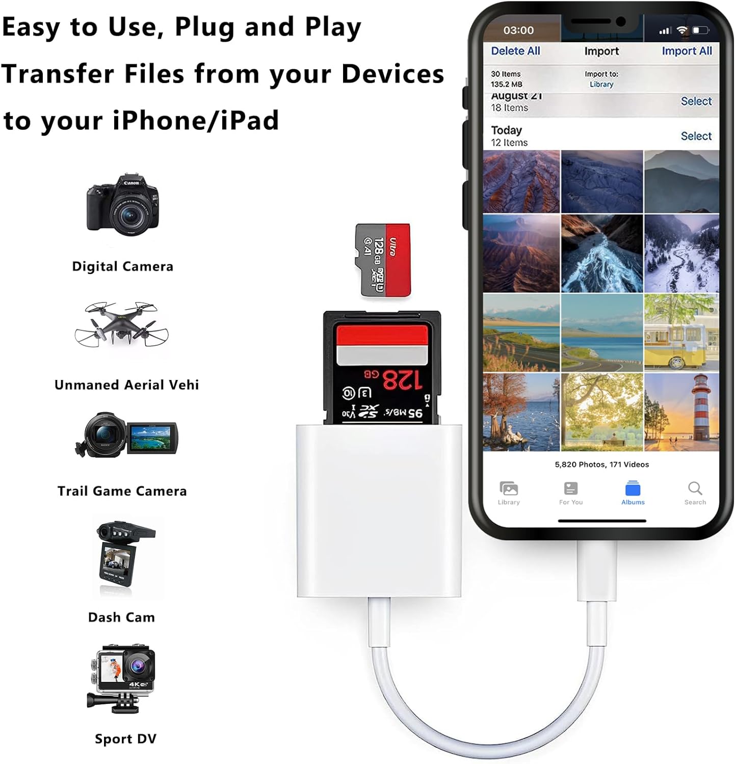Leitor de Cartão SD para iPhone Lightning 4