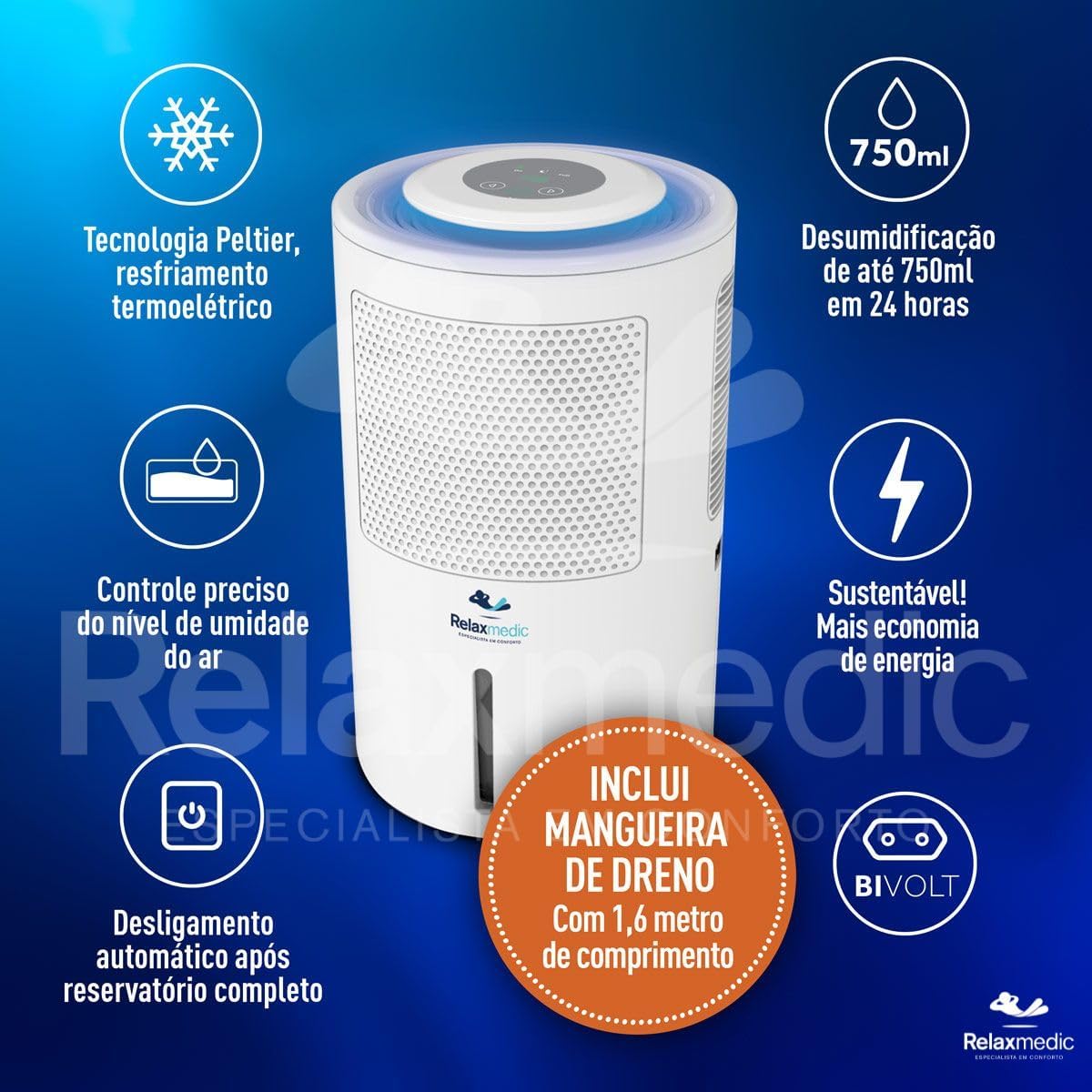Desumidificador de Ar Air Ion Plus Relaxmedic 2