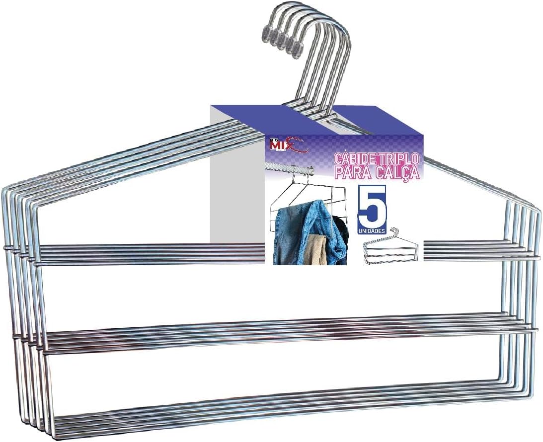 Kit 5 Unidades Cabides para Calças 1