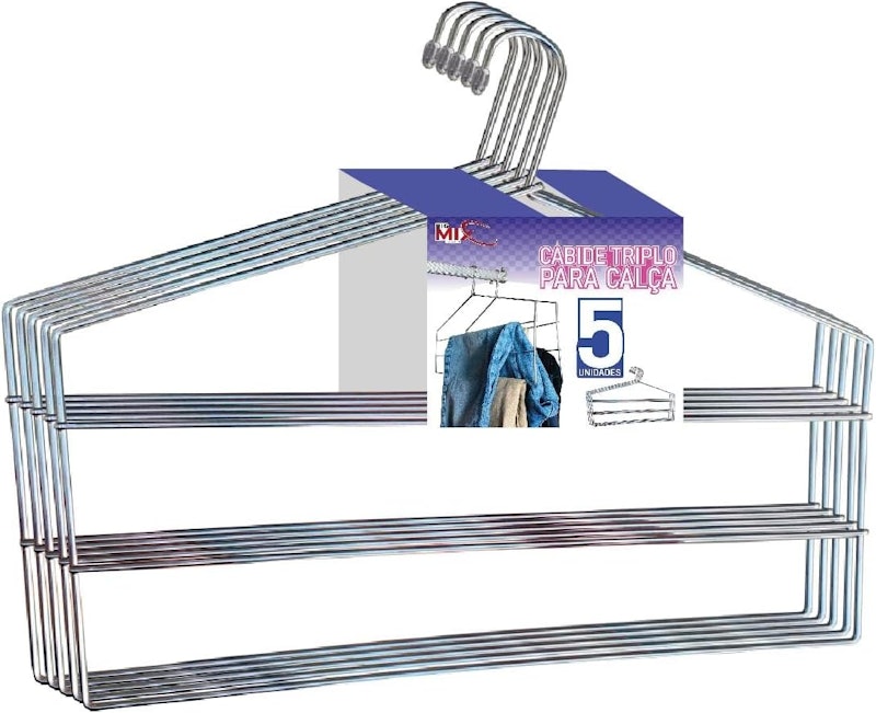 Kit 5 Unidades Cabides para Calças 1