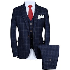 Terno Xadrez Slim Fit Blazer + Colete + Calça Tamanho Americano
