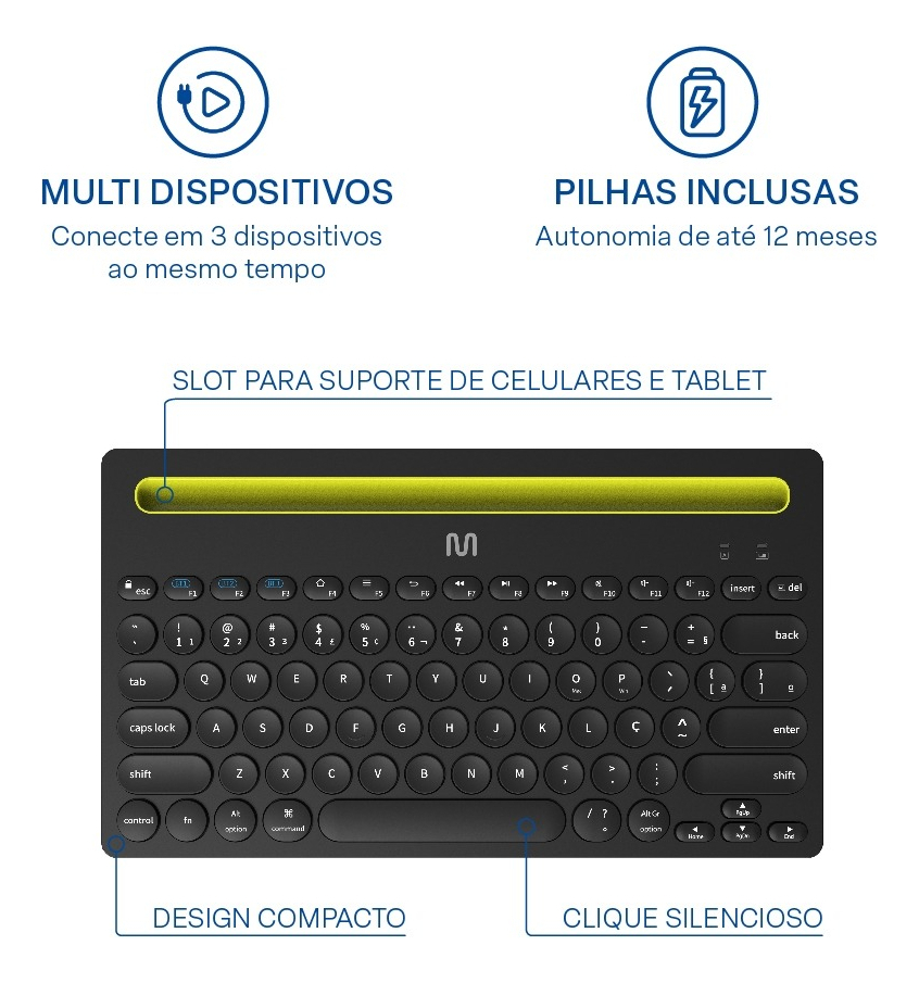 Teclado sem Fio Multi Bluetooth 4
