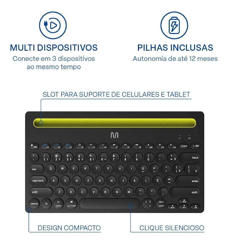 Teclado sem Fio Multi Bluetooth 4