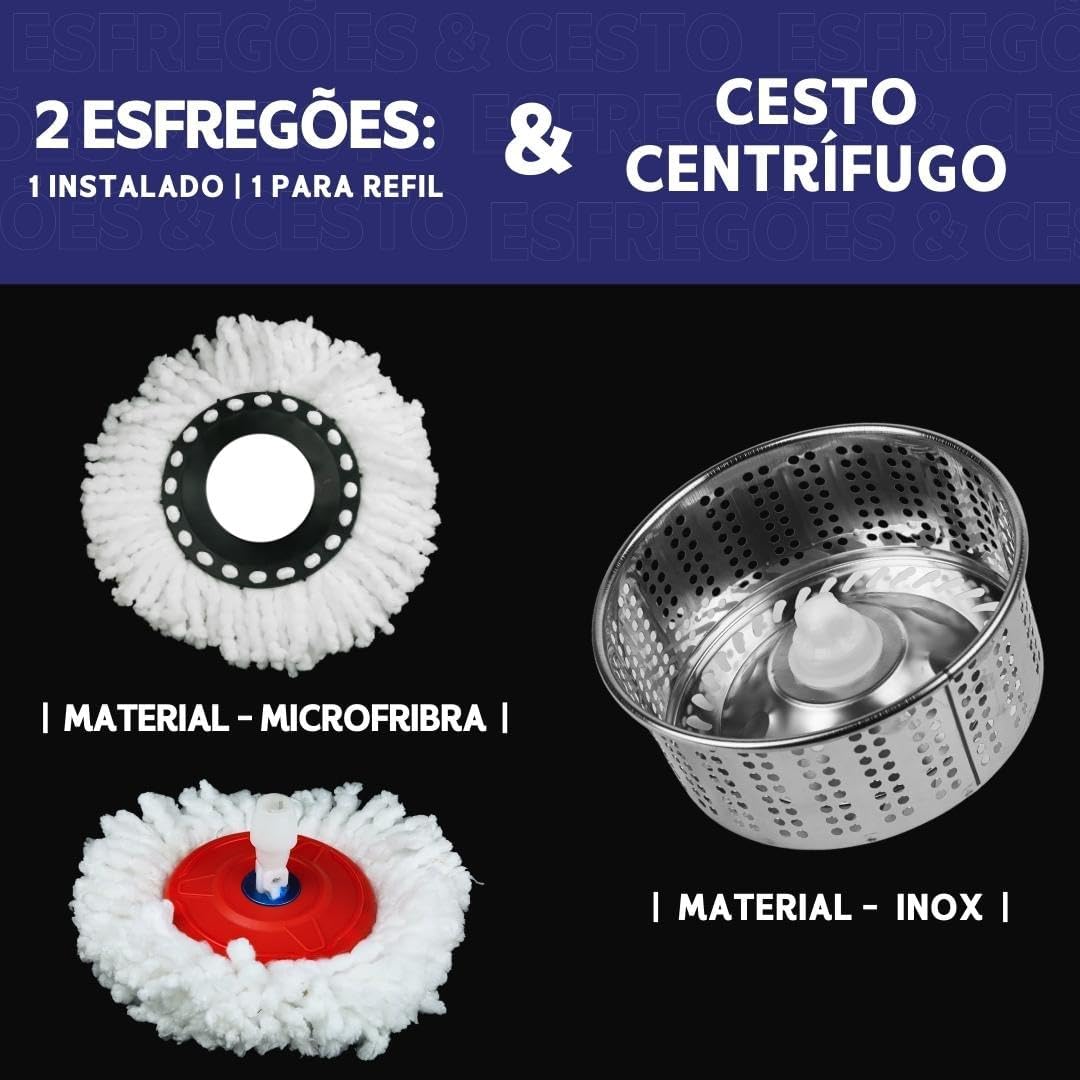Mop Giratório com Cesto em Inox 5