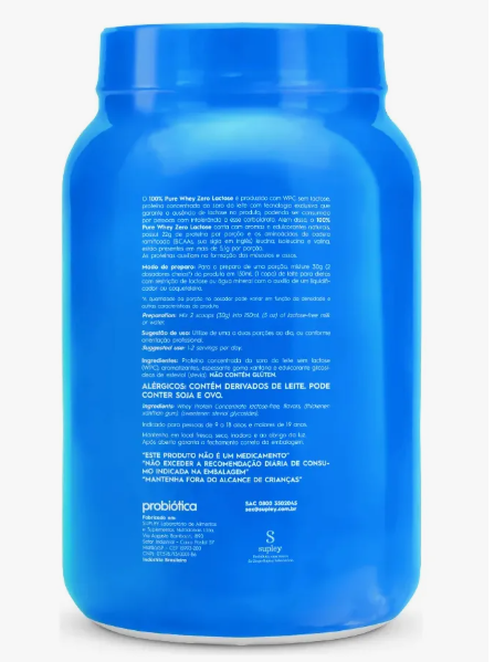 100% Pure Whey Zero Lactose Probiótica 3