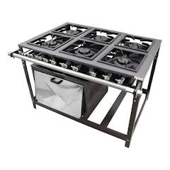 Fogão Industrial de Piso 6 Bocas com Forno Cristal Aço 30X30