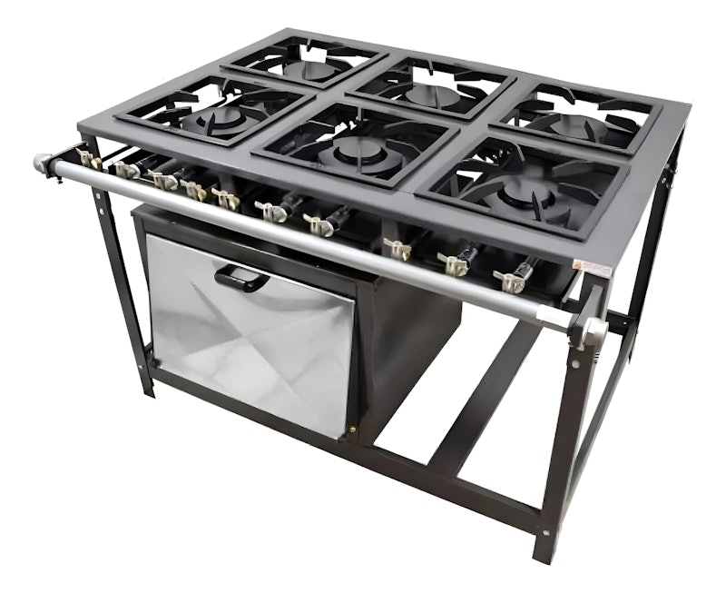 Fogão Industrial de Piso 6 Bocas com Forno Cristal Aço 30X30 1