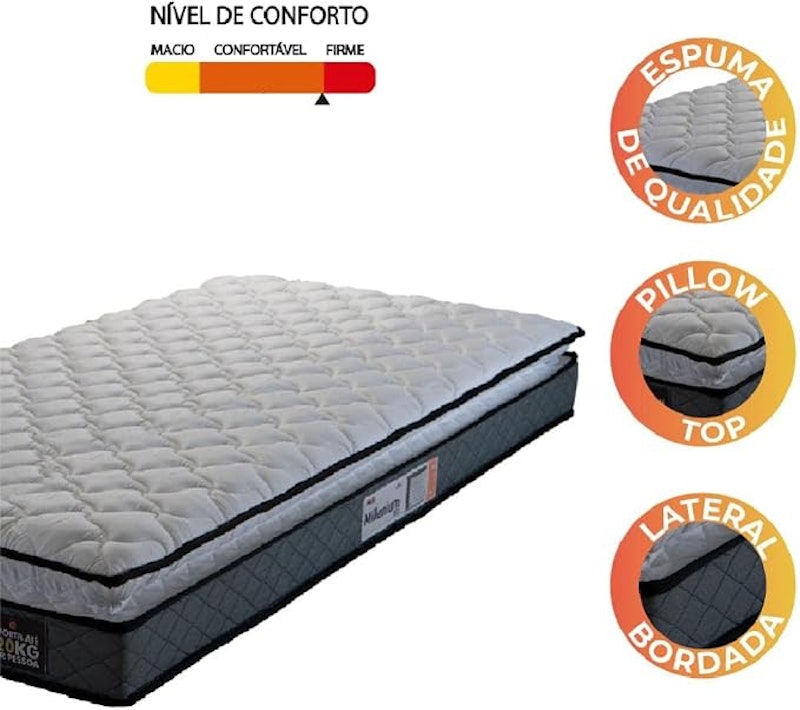 Colchão Solteiro Espuma D33 Pillow Top Millenium 3