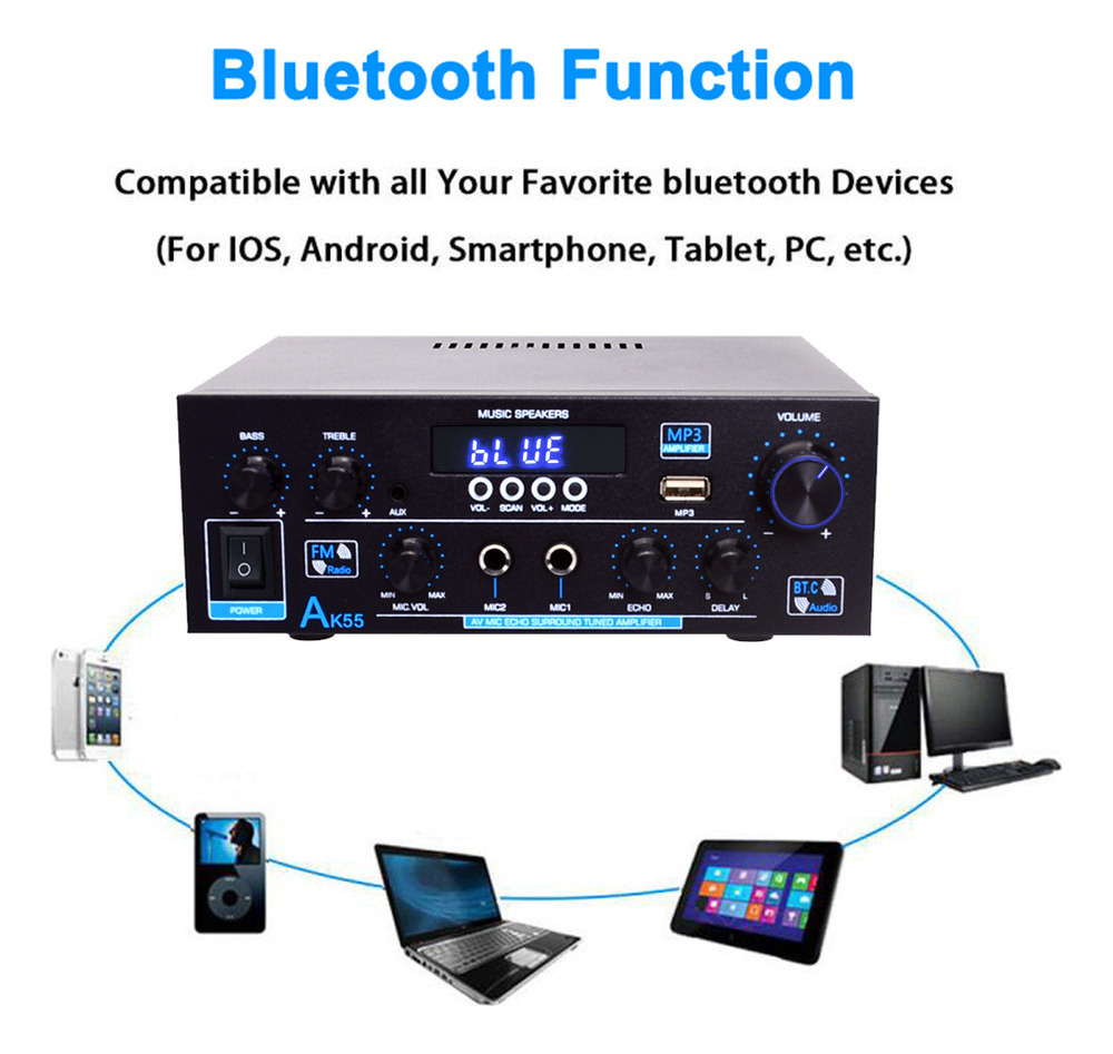 Amplificador de Áudio Vedo AK-55 Bluetooth 5.0 2
