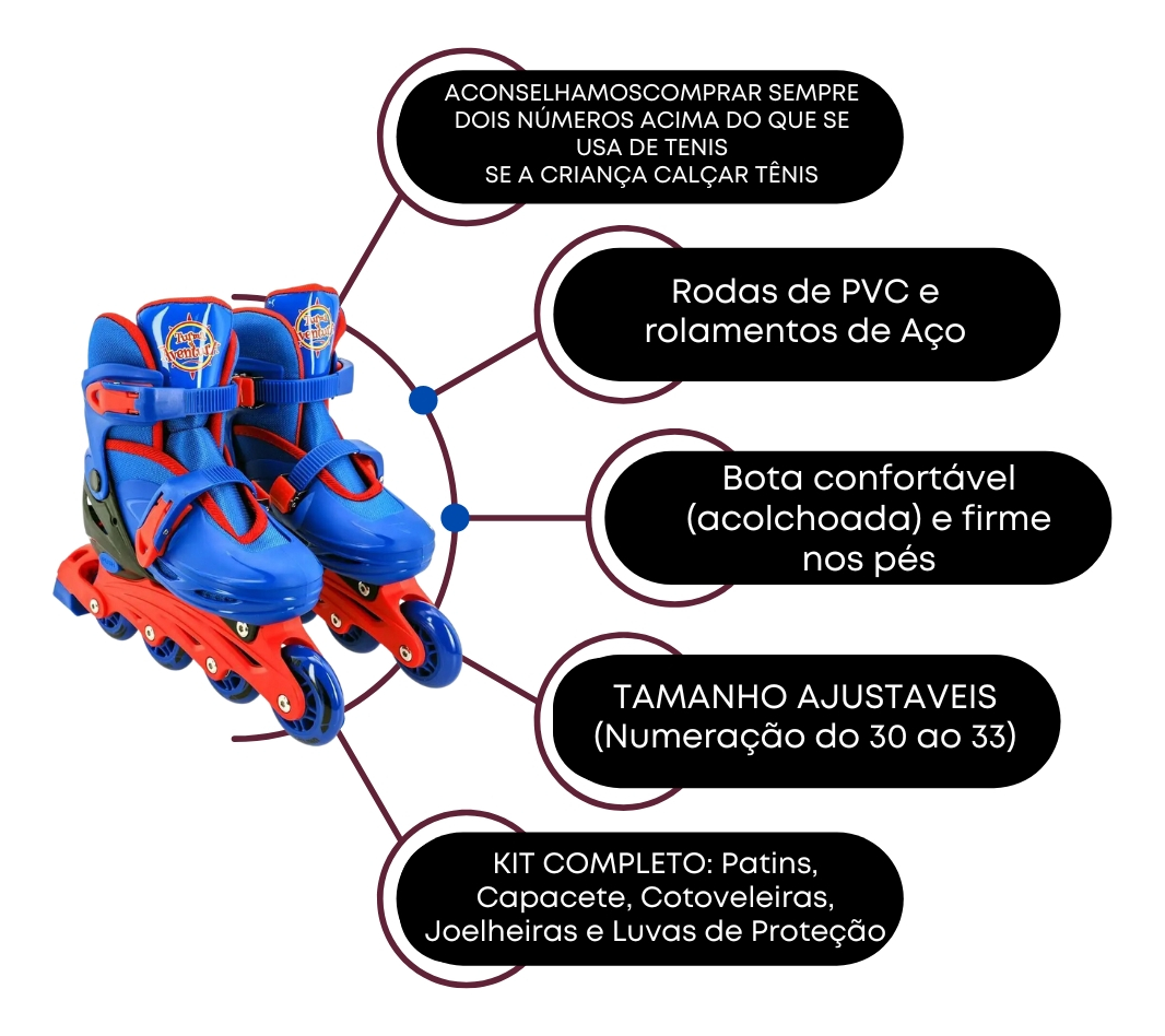 Patins Kit Inline Azul Unitoys 5