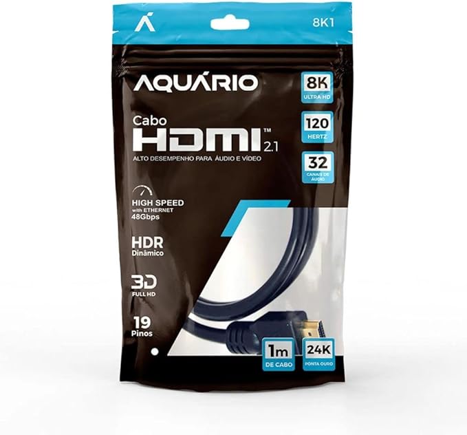 Cabo HDMI 2.1 8K com 1 m 3
