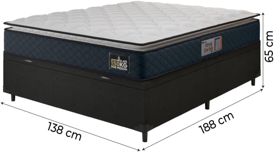 Cama Box Baú Casal Colchão Espuma D45 Pillow Top Strong 5