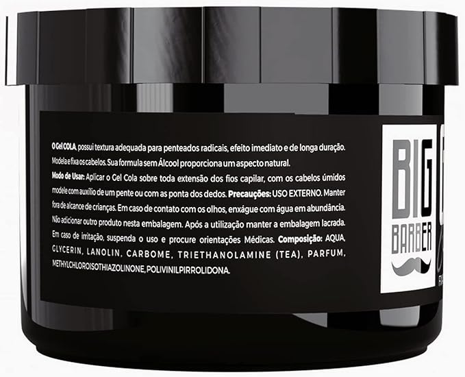 Gel Cola Black Big Barber Pigmentado Fixação Extra Forte Profissional 5