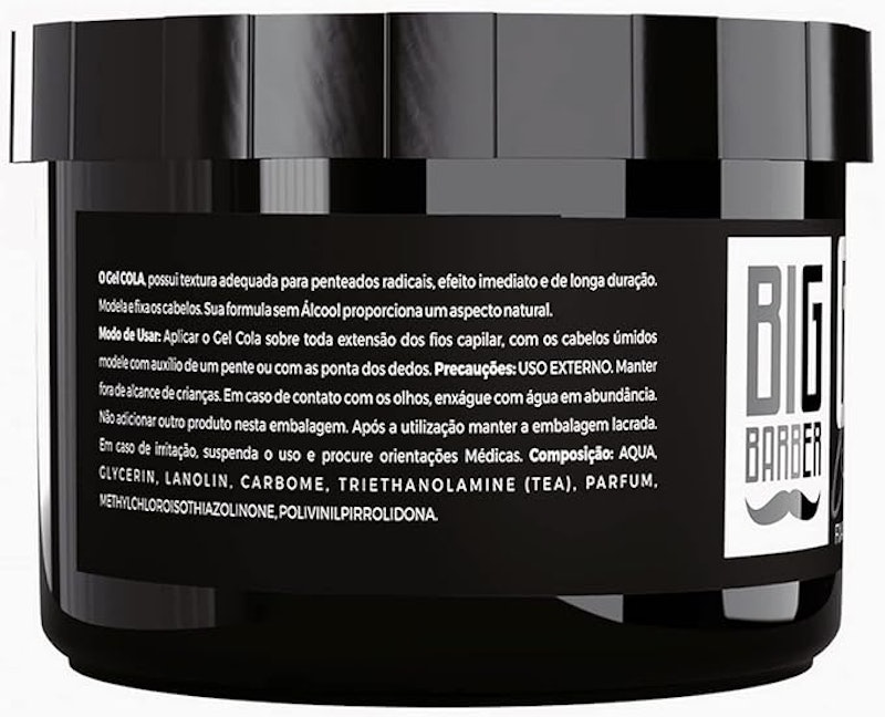 Gel Cola Black Big Barber Pigmentado Fixação Extra Forte Profissional 5
