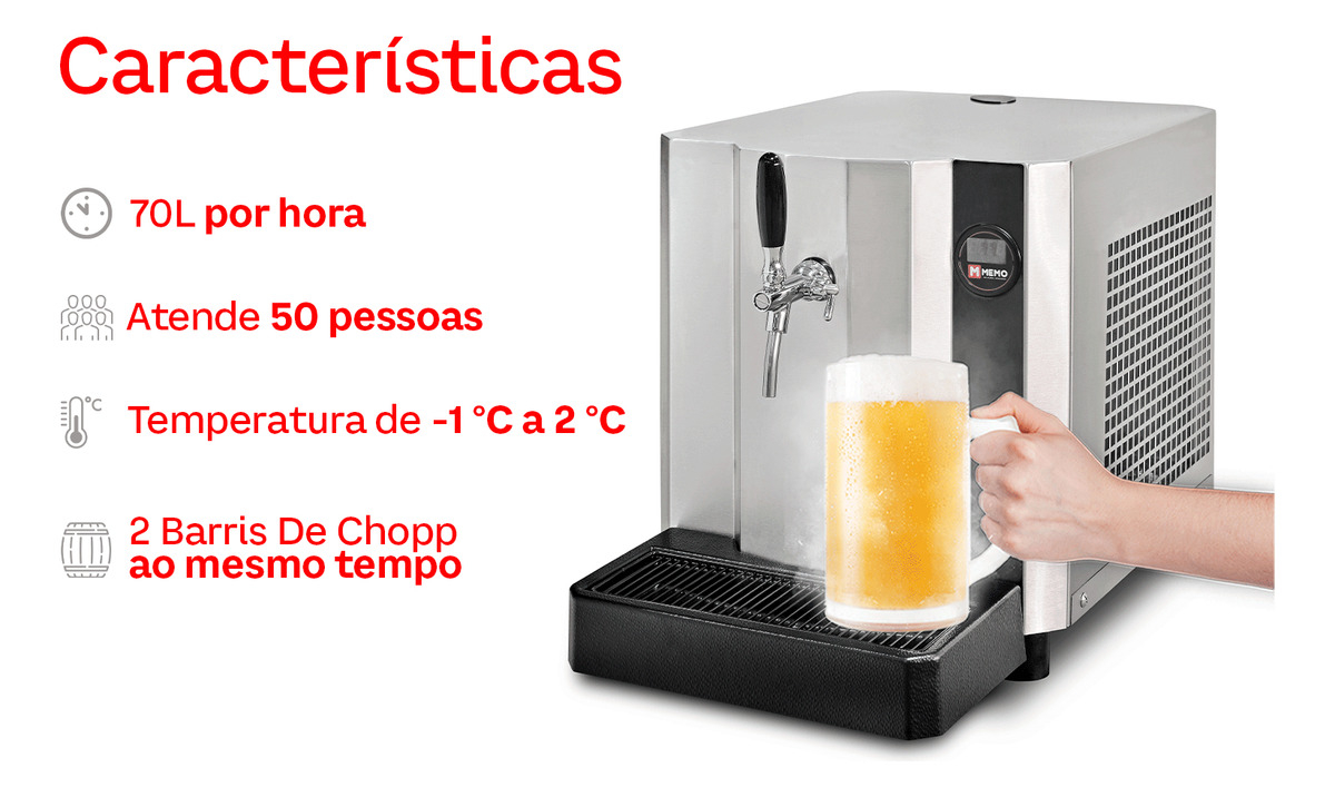 Chopeira Elétrica Memo Advantage 70 L/h  1 Torneira (220 V)  4