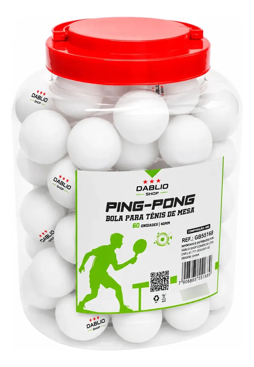 Pote com 60 Bolinhas de Ping Pong Brasport 1