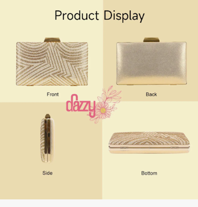 Bolsa Clutch Festa Feminina Dourado 4