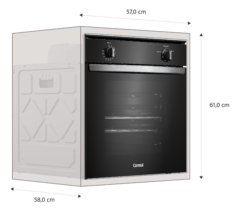 Forno de Embutir a Gás 78 L Preto com Grill (220 V) 4