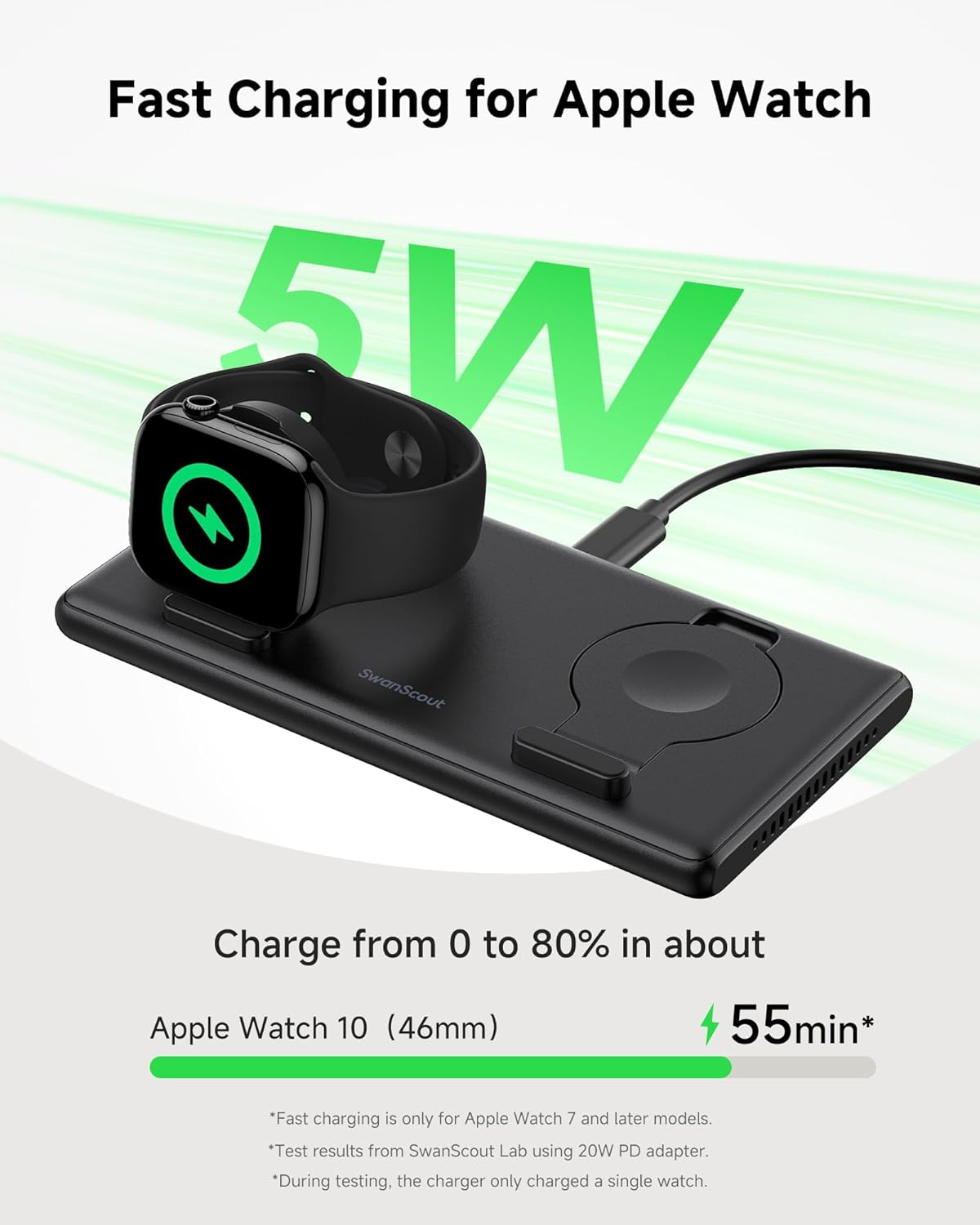 Carregador Duplo para Apple Watch SwanScout 2