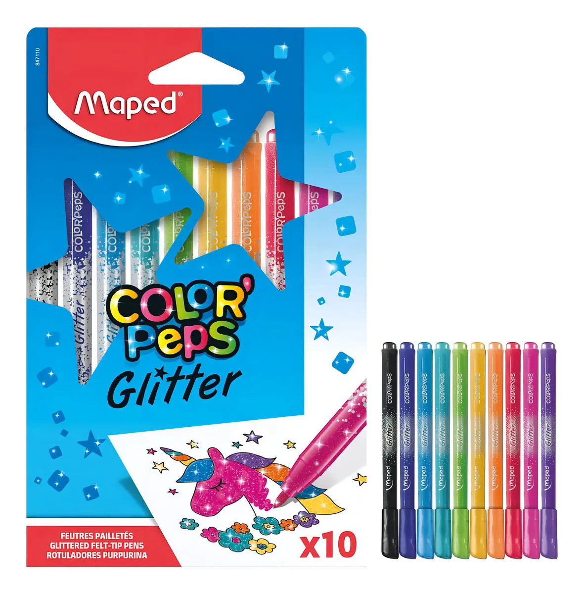 Caneta Hidrográfica Color'Peps Glitter 10 Cores - Maped 1