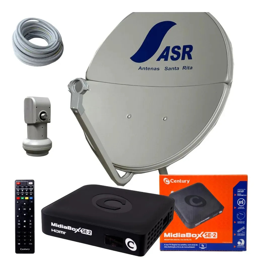 Kit Antena Parabolica ASR Bipartida com Midiabox B7 1