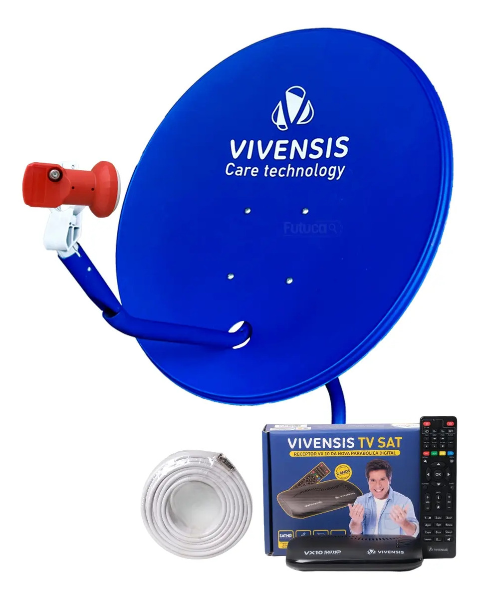 Kit Antena Receptor Vivensis Vx10 Alto Ganho Parabólica Ku 1