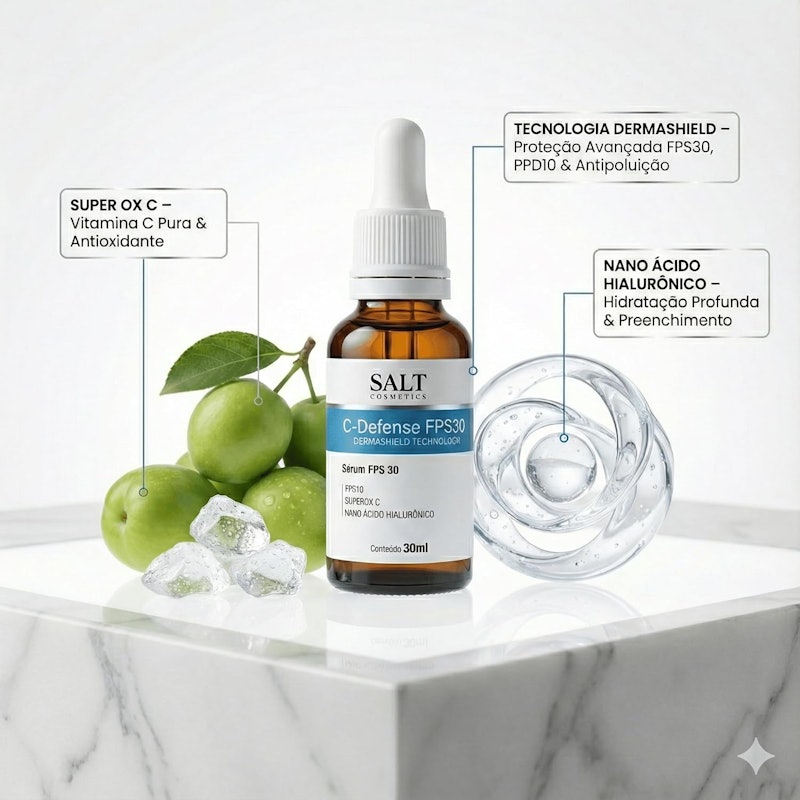 Sérum Facial com FPS 30 C-Defense 30 ml Vitamina C, Niacinamida e Ácido Hialurônico 4